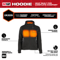 12 V Akku-Heiz-Kapuzenpullover Damen schwarz, ohne Akku u. L